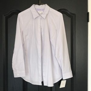 NWT Ladies lavender and white stripe button down